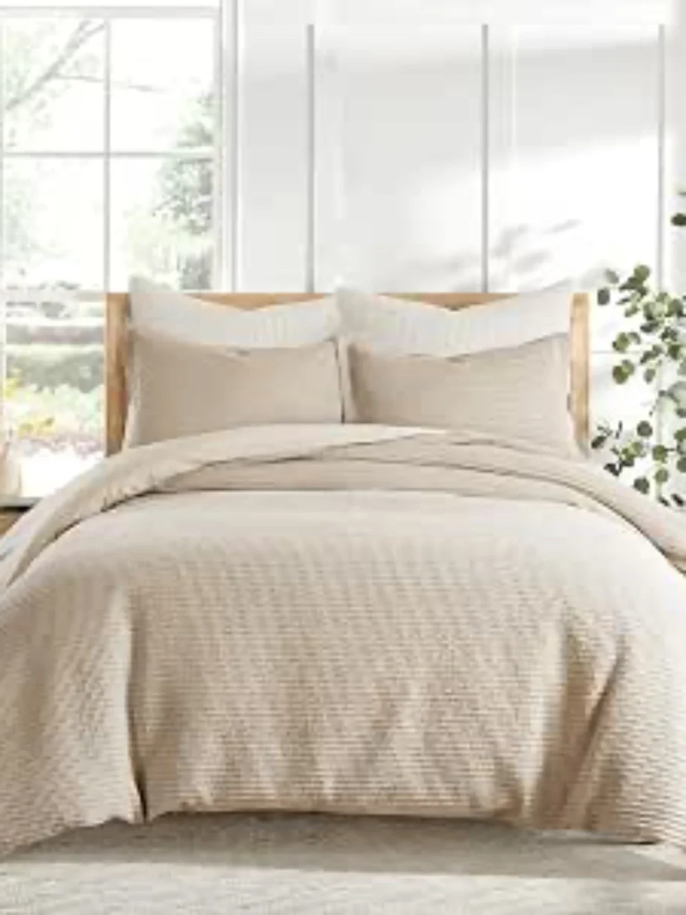 Levtex Cloud Waffle Textured 2 Pc Duvet Cover Set Taupe Twin